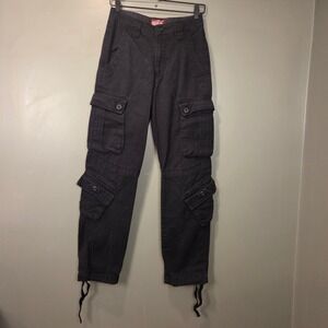 Matchstick Women's Straight Leg Cargo Pants Utility, Size 27, Washed Black